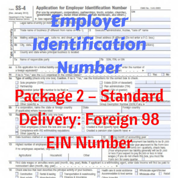 Getting A 98 Number For Foreign Trust EIN Package 2: Standard Delivery – Foreign 98 EIN – $169.99 - A.W.A.R.E